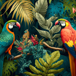 Fototapeta na wymiar "Papugi w tropikach"